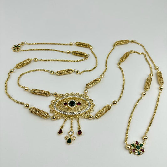 Chaîne de dos en métal doré pour mariée marocaine : Accessoire élégant pour une robe de mariage arabe - acier inoxydable - Bijoux-radia