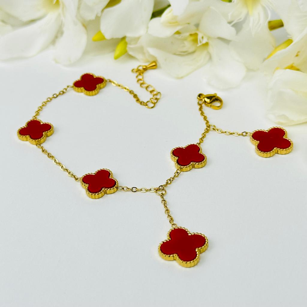 Ensemble de bijoux de luxe en acier inoxydable rose rouge - Bijoux-radia