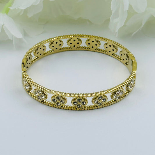 Bracelet au design fleur en acier inoxydable doré - bijoux radia