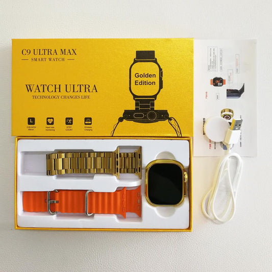 Smart watch intelligente 2024 G9 Ultra Pro Gold 49 mm en acier inoxydable, compatible avec tous les téléphones